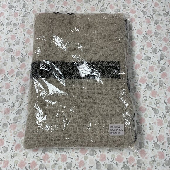 NWT - Ivory / Oatmeal Plaid Turtleneck Poncho - Picture 4 of 4